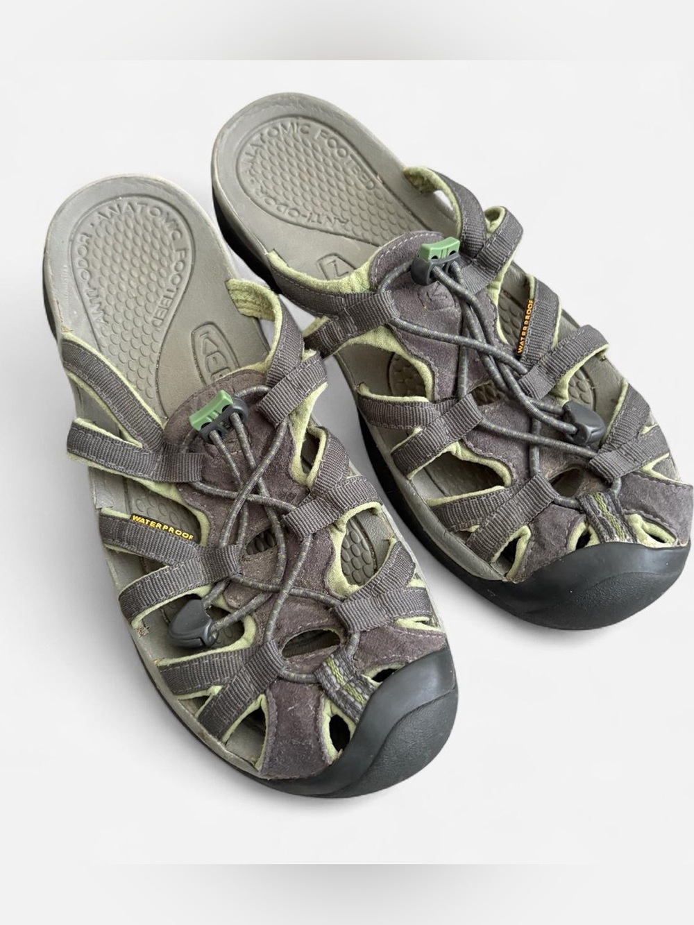 Keen Olive Gray and Light Green Waterproof Slip On Sandals Size 9